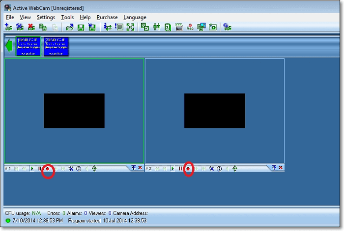 Aktiv webbkamera för inspelning av webbkamera på Windows