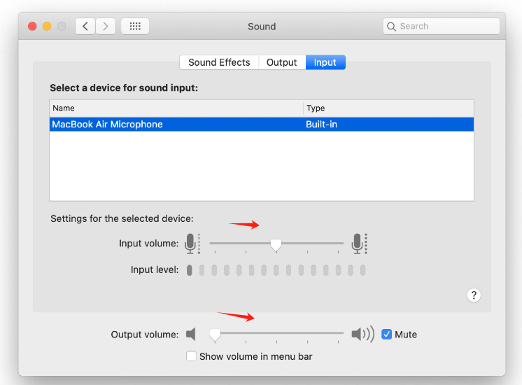 Ajuste as configurações de entrada e saída de som no Mac para corrigir