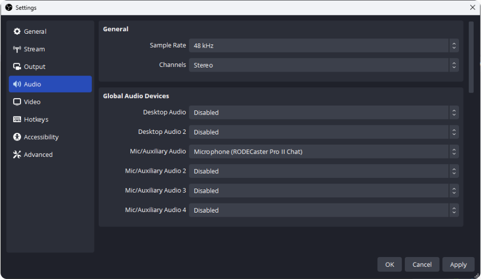 Review the Audio Settings