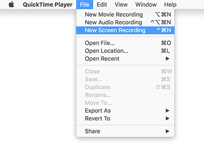 Spela in vertikalt på Mac via QuickTime Player