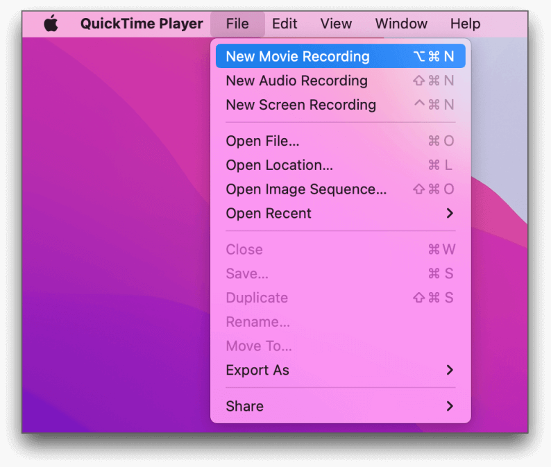 Spela in video på Mac med QuickTime Player