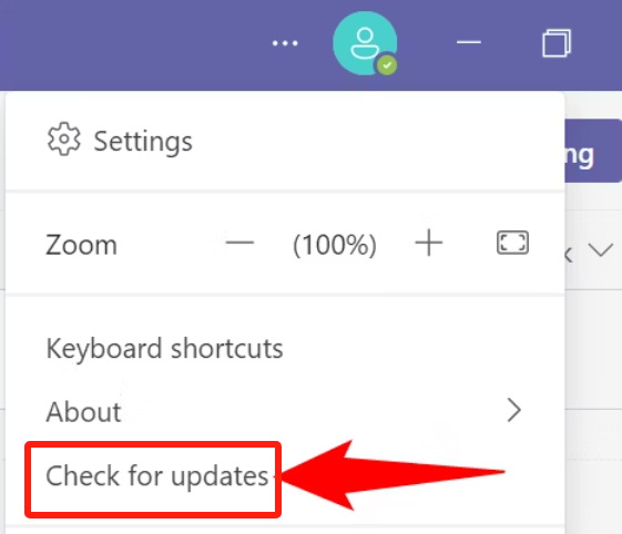 Atualize o Microsoft Teams para corrigir o problema esmaecido