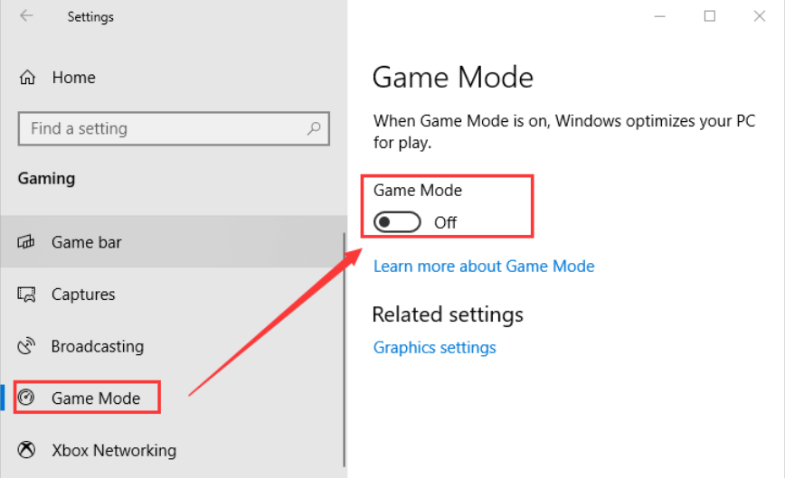 Xbox Game Bar가 작동하도록 게임 모드를 활성화하세요.