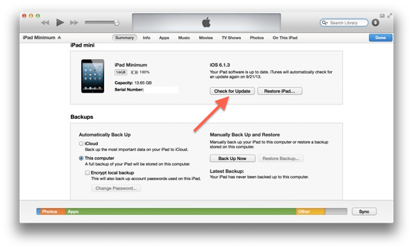Enable iPad via iTunes