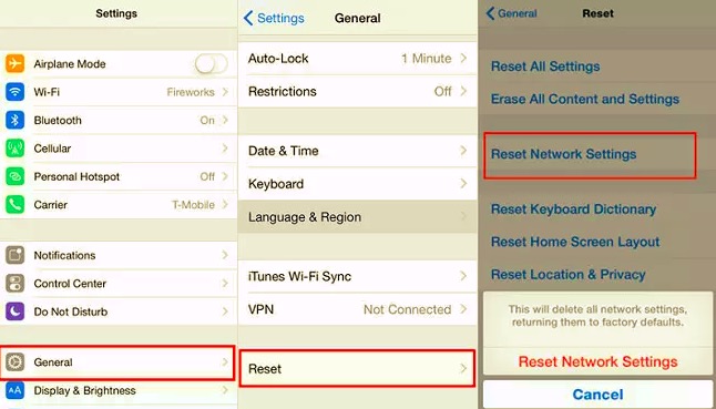 Reset Network Settings to Fix iMessage Activation Unsuccessful
