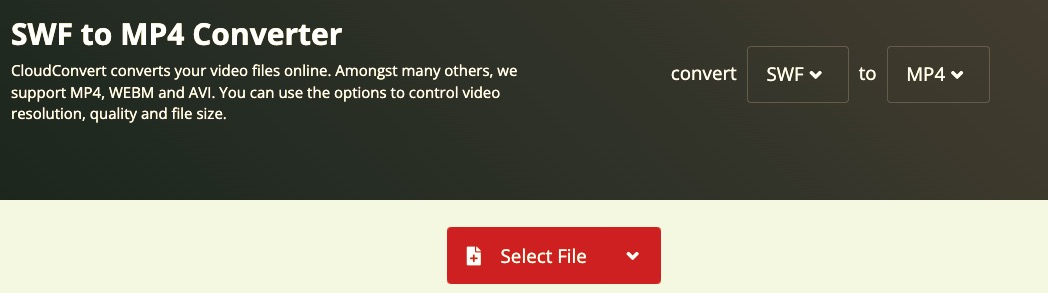 Using CloudConvert to Convert SWF to MP4