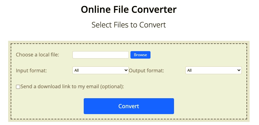 Convert AVI to MPEG in Convertfiles Website