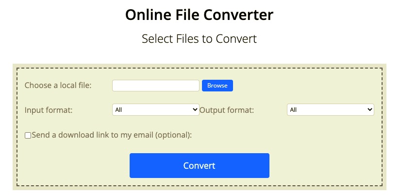 Convertfiles - Um dos conversores MOV para AVI