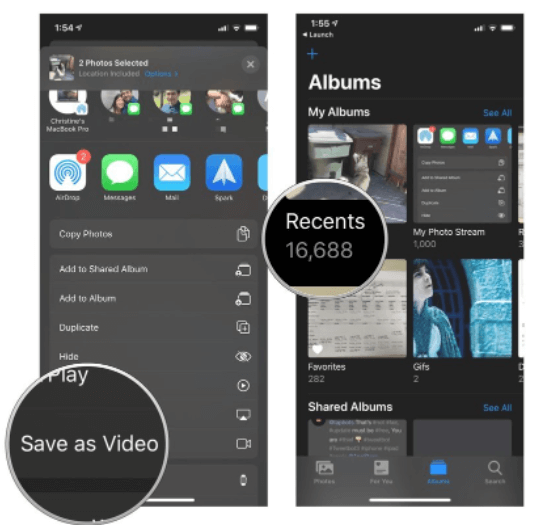 사진 앱을 사용하여 라이브 사진을 비디오로 변환