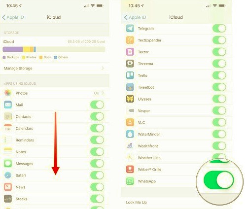 Aktivera iCloud Backup för WhatsApp Local Backup