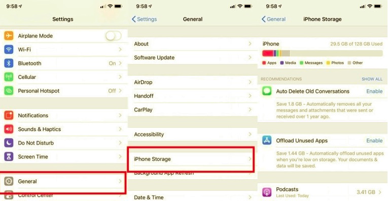 Check iPhone Storage to Figure out Why WhatsApp Not Responding