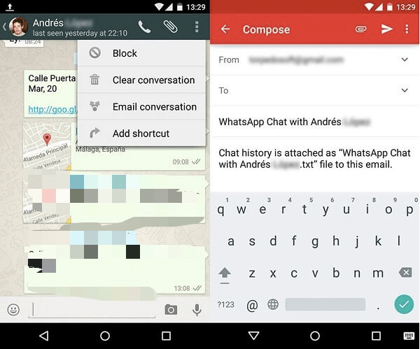 Transferindo mensagens do WhatsApp entre Android e iPhone usando o e-mail