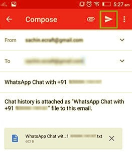 Email para transferir mensagens do Android para o iPhone