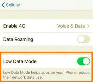 Turn off iPhone Low Data Mode to Fix WhatsApp Not Working