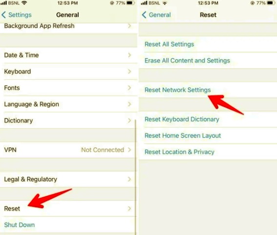 Reset iPhone Network Settings to Fix WhatsApp Voice or Video Call No Sound