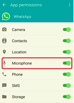 Allow WhatsApp Microphone Permission to Fix WhatsApp Voice or Video Call No Sound