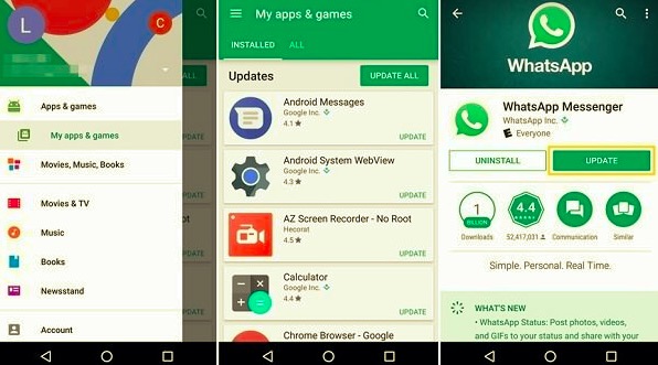 WhatsApp 음성 또는 영상 통화 소리가 들리지 않는 문제를 해결하기 위해 Android에서 WhatsApp 업데이트