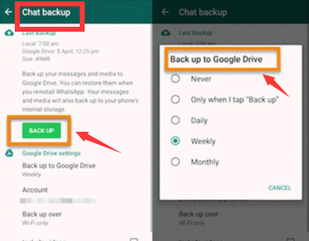 Desativando backups automáticos do Google Drive usando o WhatsApp