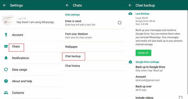 Backing up Whatsapp Chats in an Android Device