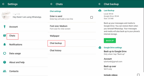 Fazendo backup de conversas do Whatsapp em um dispositivo Android