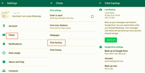 Android의 WhatsApp 로컬 백업