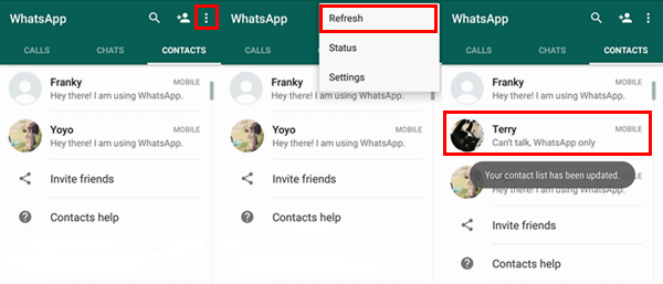 連絡先を追加するWhatsapp更新する連絡先