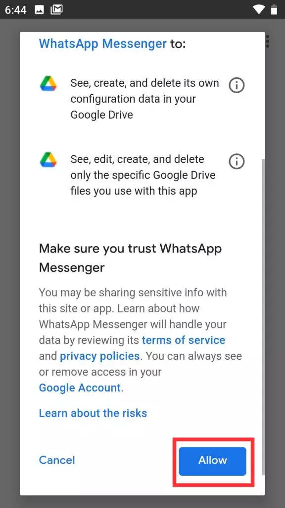 Google 드라이브에서 WhatsApp의 백업 기능을 사용하여 Android의 백업에서 WhatsApp 복원