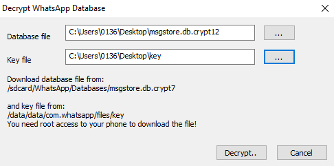 Decrypting the WhatsApp Message Databases