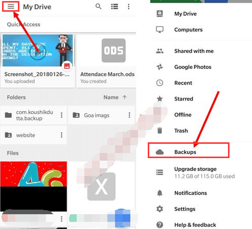 Recupere vídeos excluídos usando backups do Google Drive