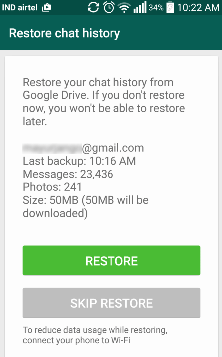Restaurar mensagens excluídas do WhatsApp do Google Drive