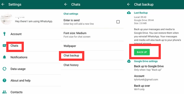 Android의 WhatsApp 메시지를 Google 드라이브에 수동으로 백업