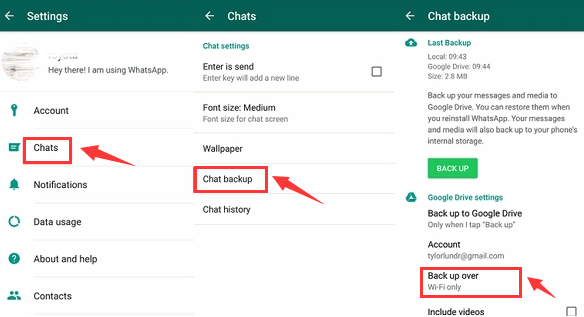 Criando backups do Whatsapp usando outra rede Wi-Fi