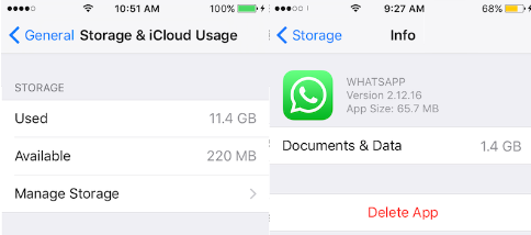Rensa cachen för WhatsApp på din enhet på iPhone
