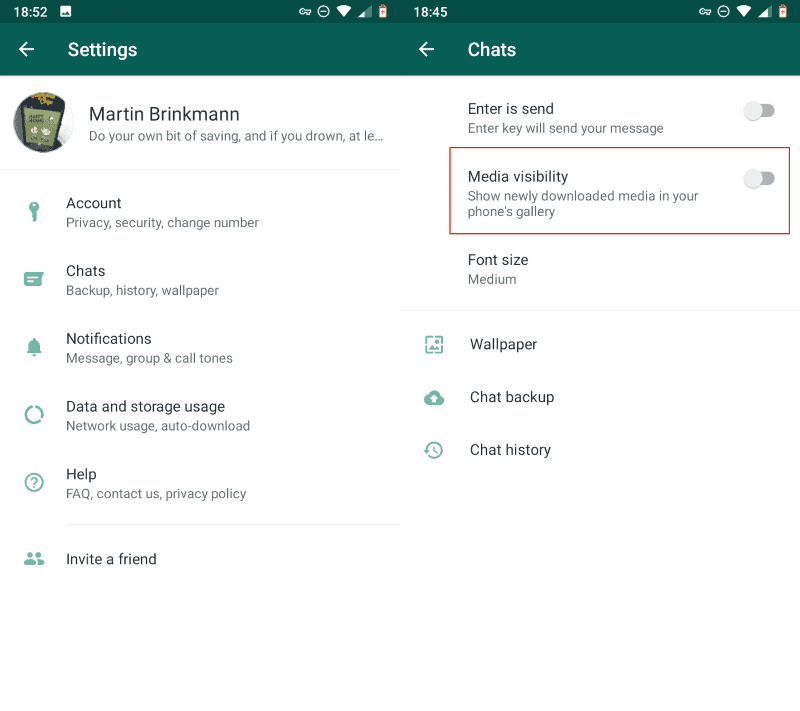 "갤러리에 WhatsApp 동영상이 표시되지 않음" 문제를 해결하는 방법 - 설정 조정