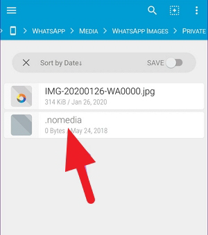 Métodos para corrigir “Vídeos do WhatsApp que não aparecem na galeria” - Excluir arquivos NOMEDIA