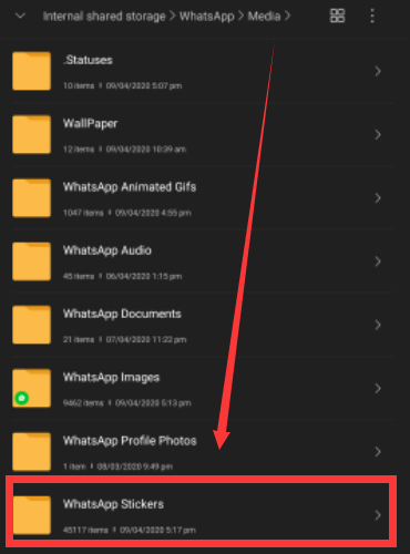 Export WhatsApp Stickers By Copying The Stickers Folder