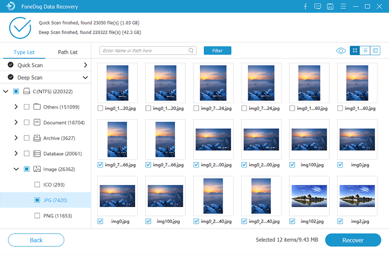 Preview Files and Recover