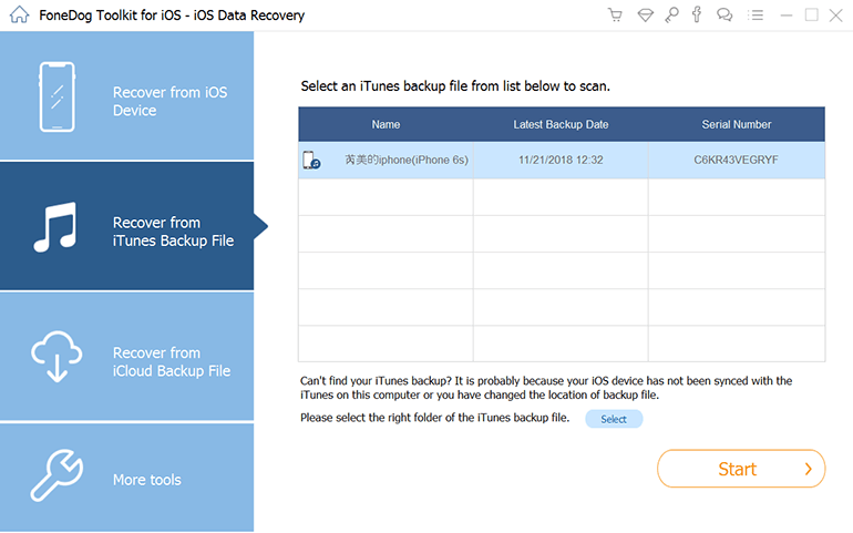 Wiederherstellen von Daten aus iTunes Backup